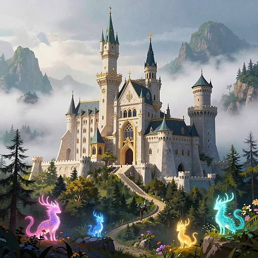 Majestic Fantasy Castle in Mystical Forest