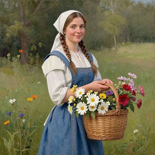 Tiche Peasant Woman with Flowers