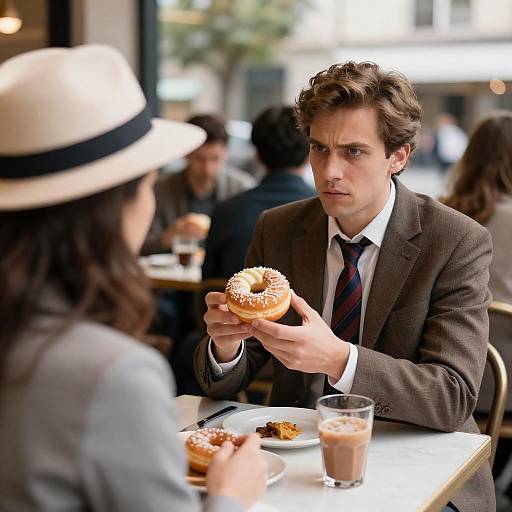 Urban Cafe Scene with Engaged Patrons
