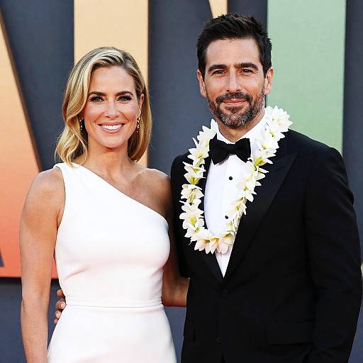 Joyful Couple at Colorful Event