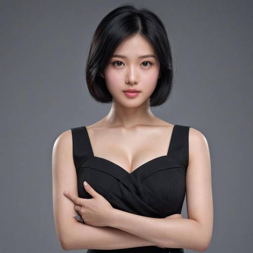 Portrait of Asian Woman in Black Dress