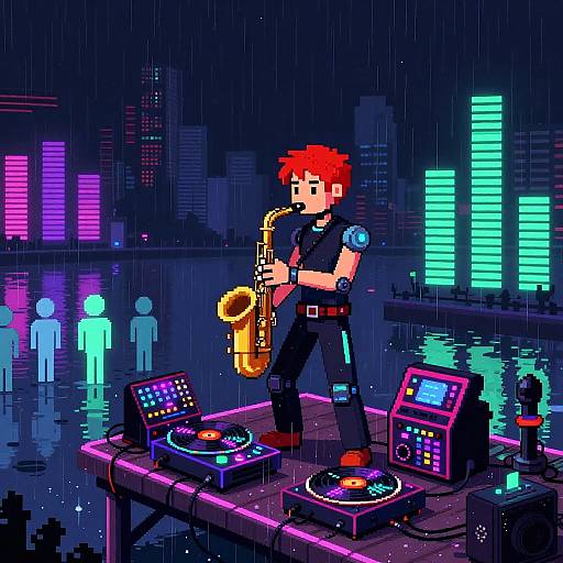 Pixel Art Cybernetic Jazzy Night