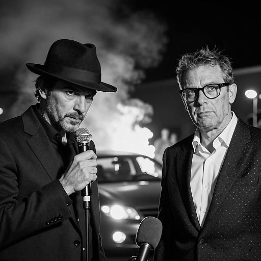 Dramatic Night Scene of Two Men