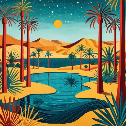 Mystical Desert Oasis Painting Mystical Desert Oasis Painting