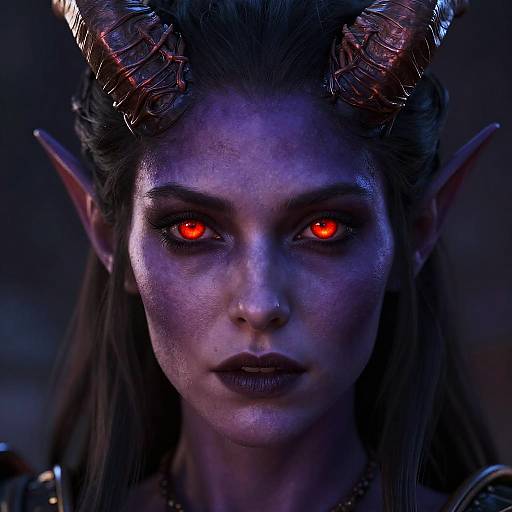 Intense Crimson-Eyed Tiefling Portrait