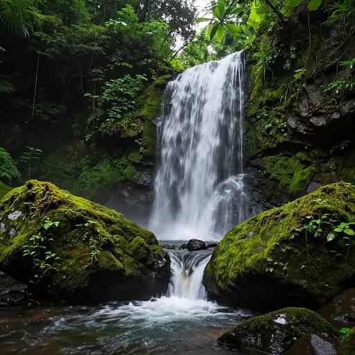 Graceful Waterfalls in Verdant Forest