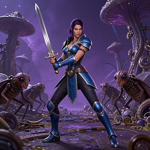 Alien Warrior Woman in Battle