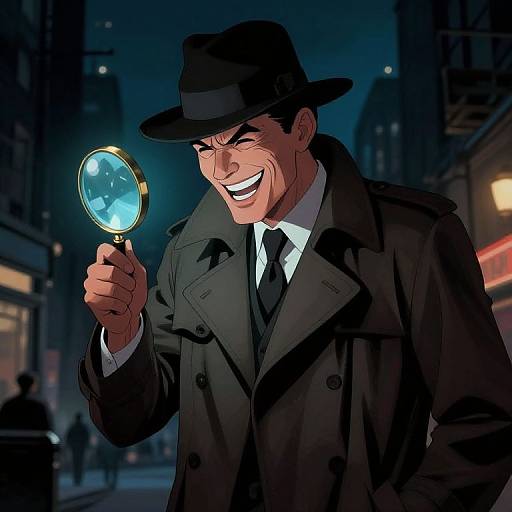Noir Detective Laughing Comic Scene