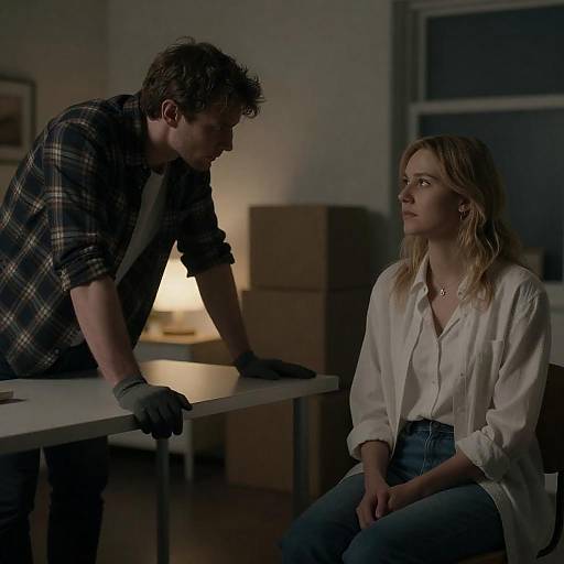 Intense Encounter in a Dimly Lit Room