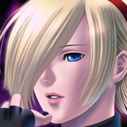 Illustration of Ash crimson, the king of fighters in the style of M&m (mickey and mackey)