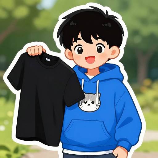 Cute Boy in Blue Hoodie Sticker