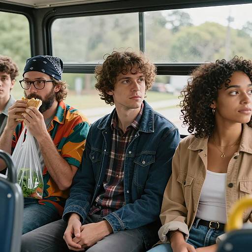 Diverse Group on a Bus Journey