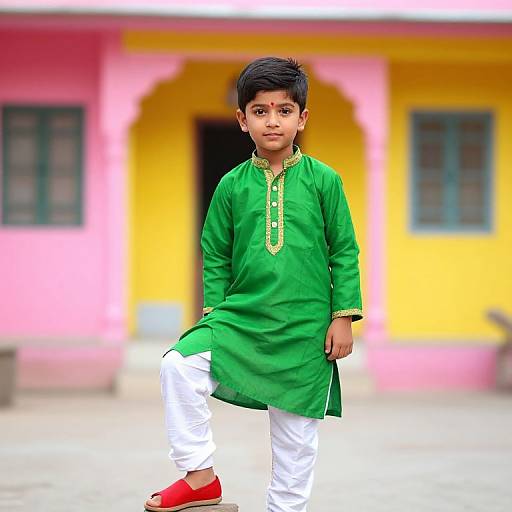 Vibrant Punjabi Boy in Traditional Attire