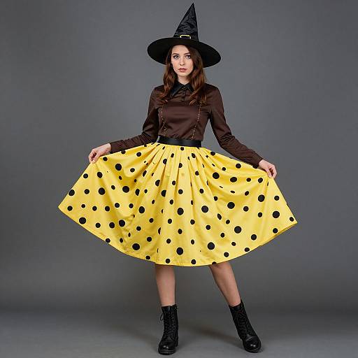 Witch Costume with Polka Dot Skirt