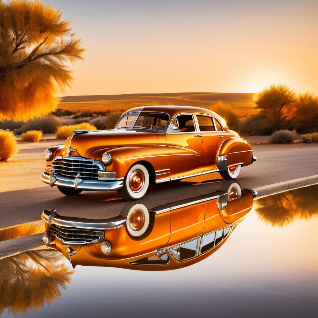 Vintage Car on a Deserted Road