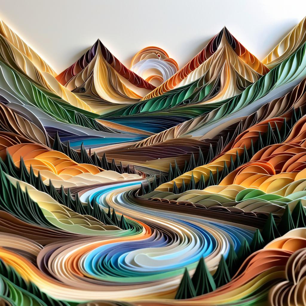 Majestic Multi-Dimensional Mountain Quilling Art