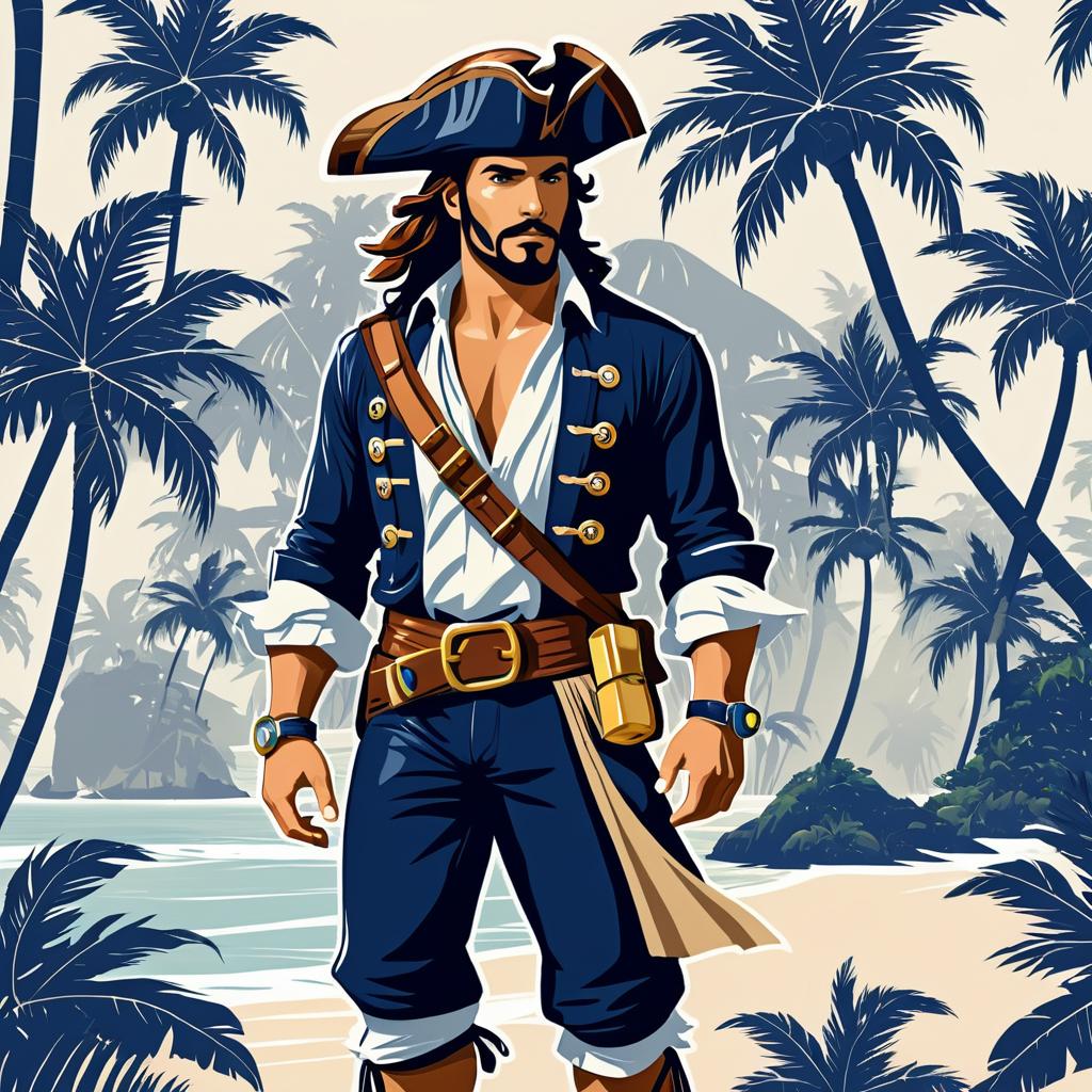 Adventurous Pirate on a Tropical Island