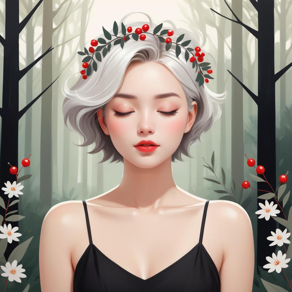 Serene Young Woman in Floral Crown