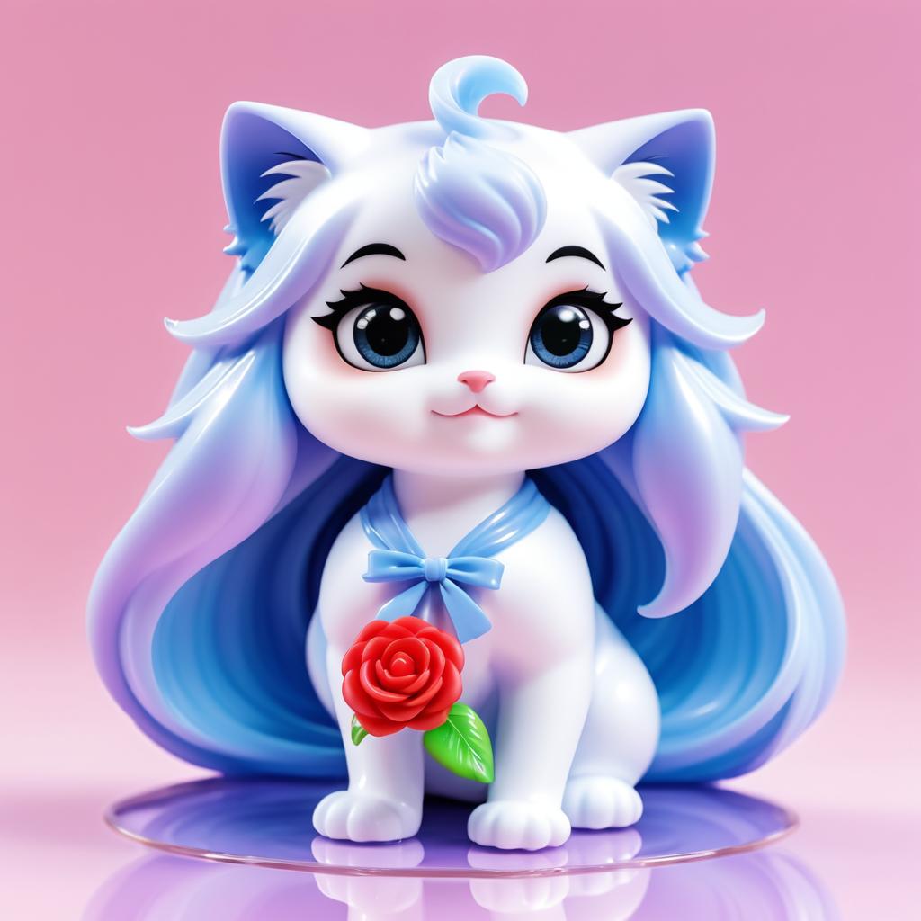 Adorable 3D Kitten Figure Design