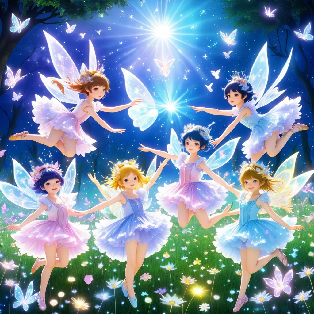 Playful Fairies in Enchanted Meadow