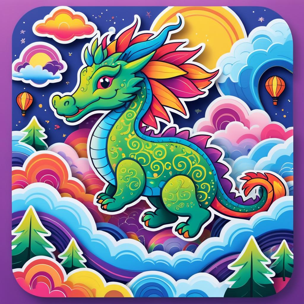 Whimsical Dragon Adventure Sticker Art