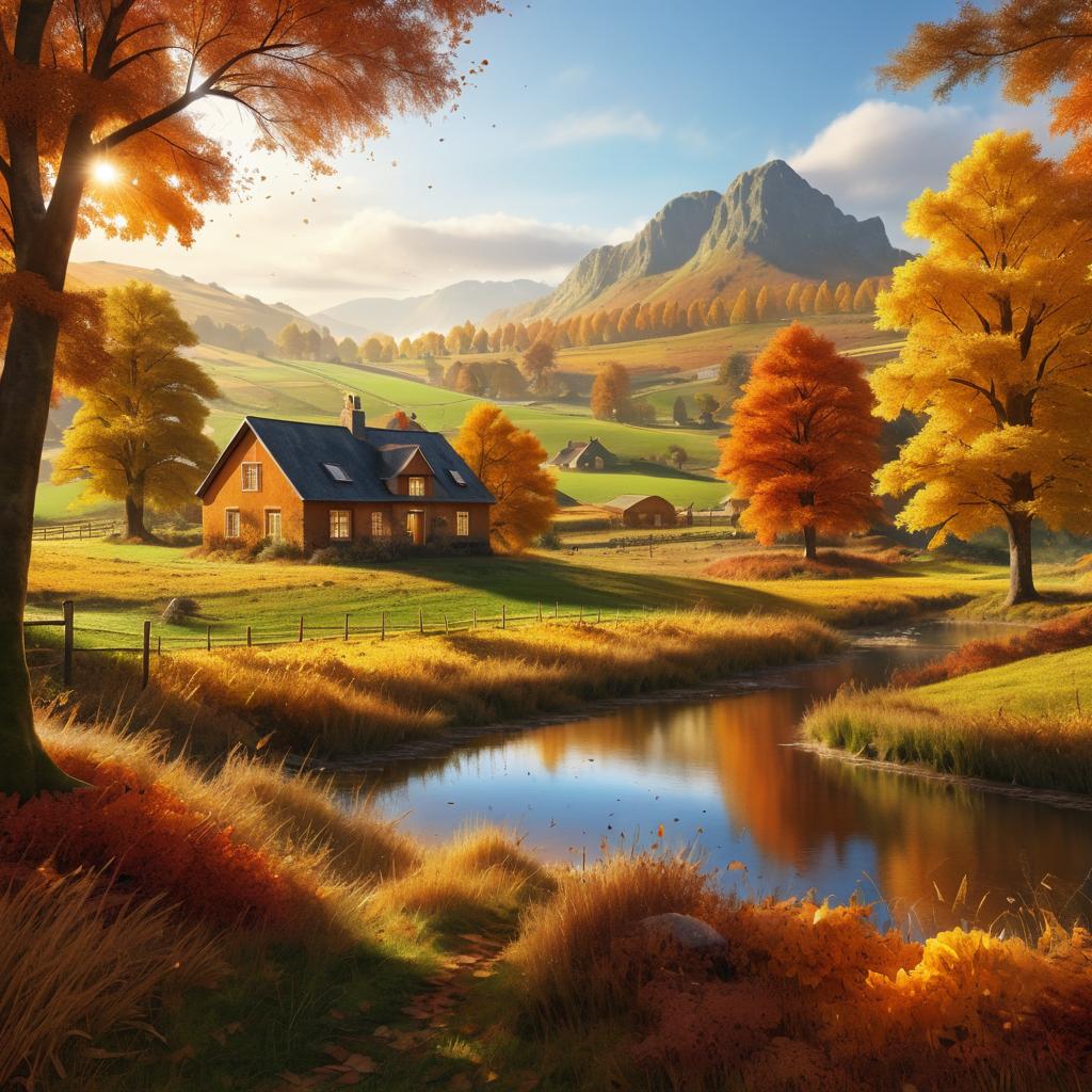 Vivid Hyper-Realistic Autumn Countryside Scene