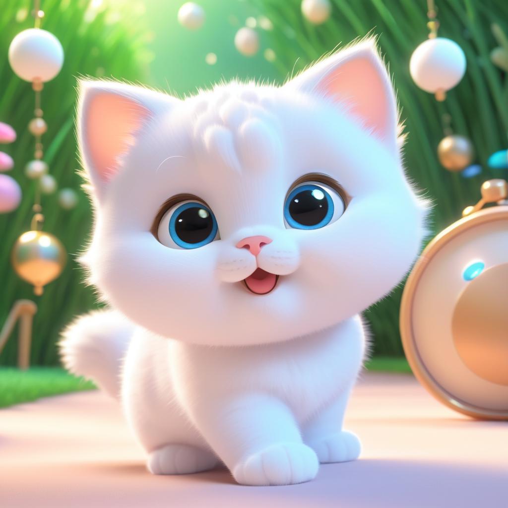 Playful Kitten in Dreamy Pixar Style