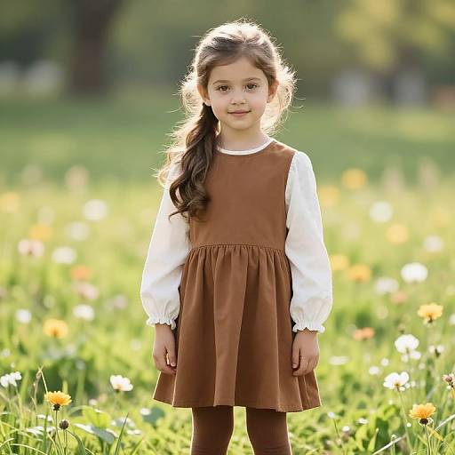 Confident Young Girl in Sunny Meadow