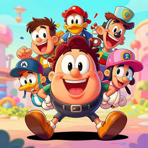 Vibrant Cartoon Character Mashup