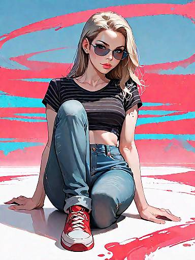 Stylish Woman in Casual Comic Style