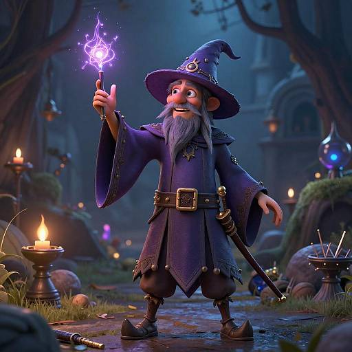 3D Photoreal Sexy Wizard Casting Spell