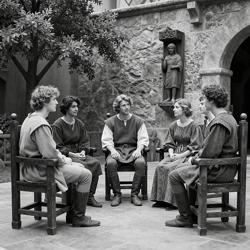 Medieval Council in Black and White