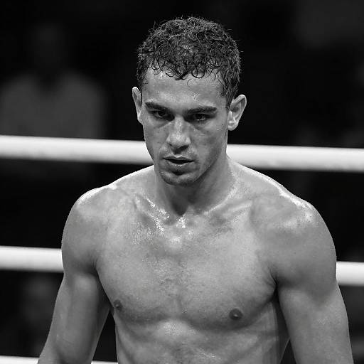 Intense Boxer in Black-and-White