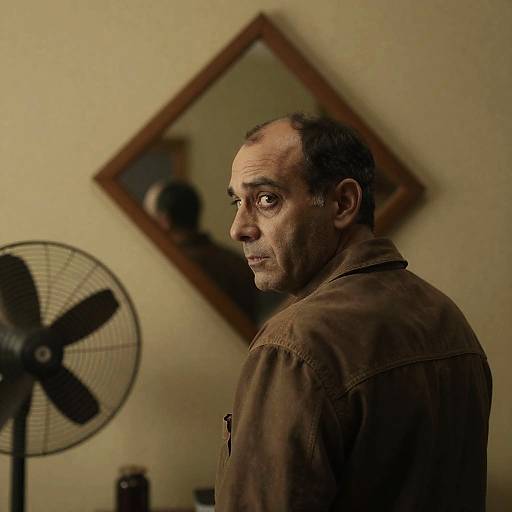 Intense Reflection of a Middle-Aged Man