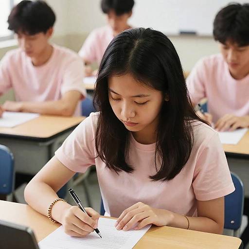 Asian Students Taking Exam Indoors