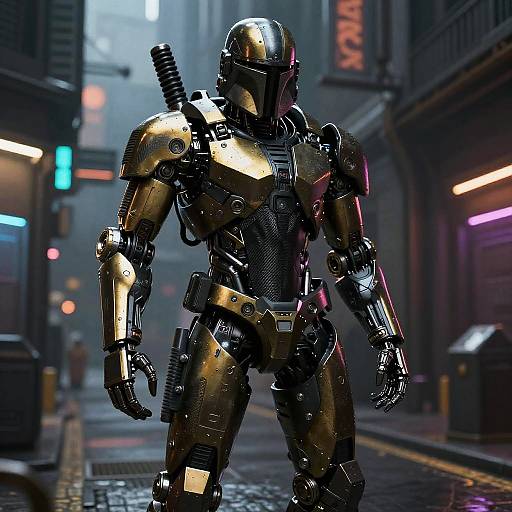 Neon Cyberpunk Bounty Hunter Design