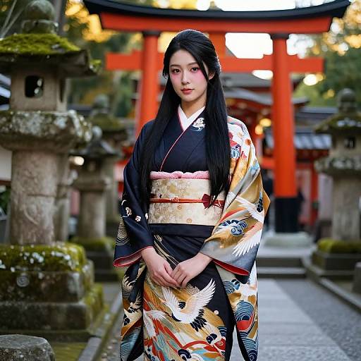 Elegant Japanese Woman in Kimono Portrait