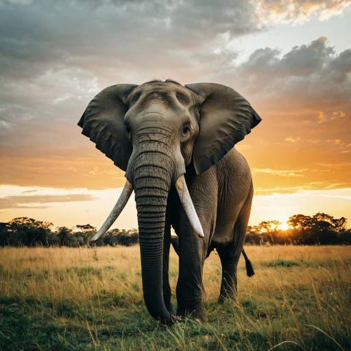 African Elephant at Sunset