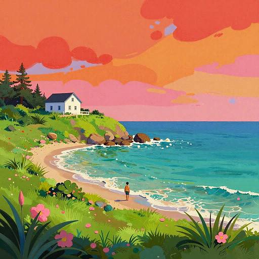 Vibrant Surreal Coastal Landscape