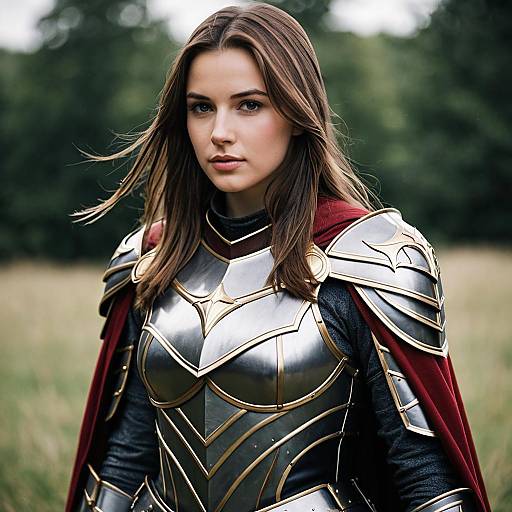 Female Knight Mage in Armor with Cape