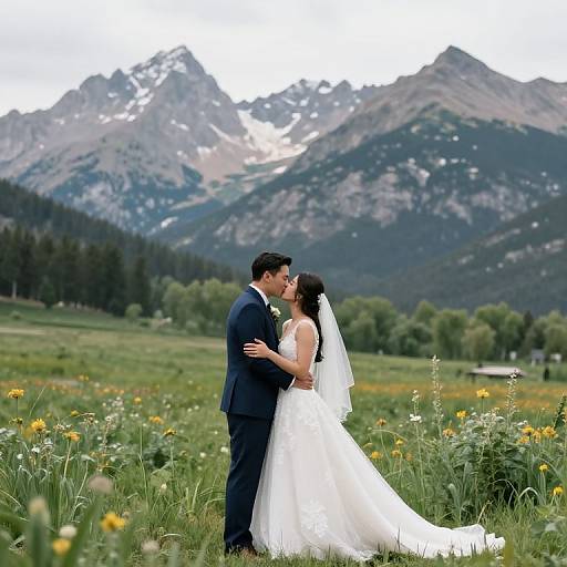 Mountain Wedding Kiss in Estes Park