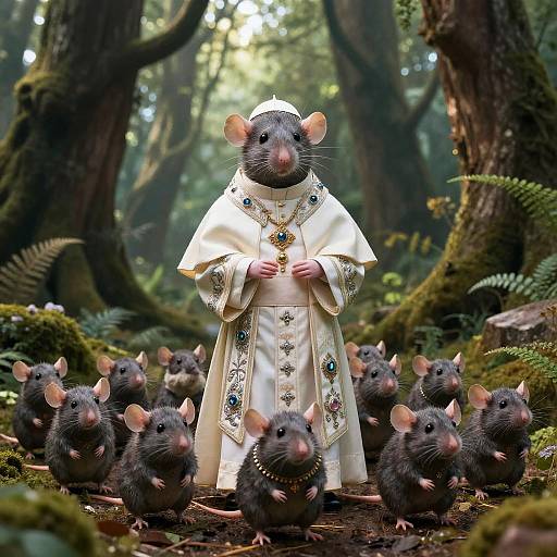 Mystical Rat Pope Leading Rodent Procession