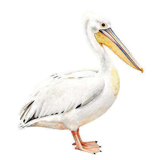 Watercolor Illustration of White Pelican