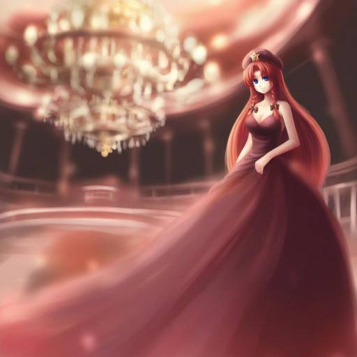 Anime Girl in Elegant Ballroom Gown