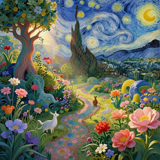 Vibrant digital painting of Van Gogh's 