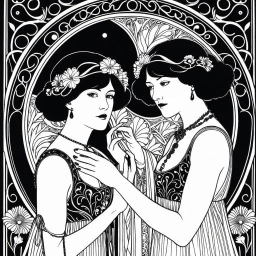 Art Nouveau Inspired Aubrey Beardsley Style Illustration