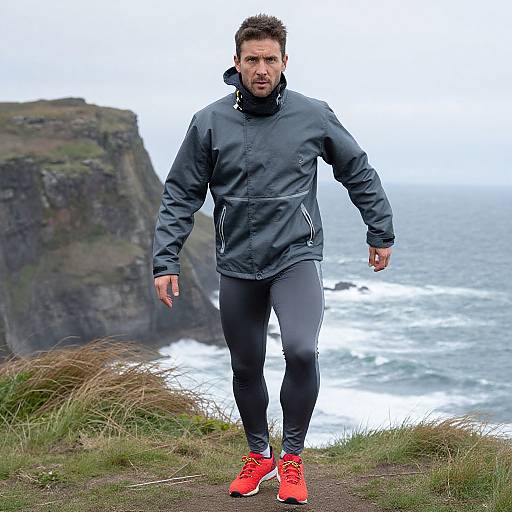 Energetic Fencer by Coastal Cliffs