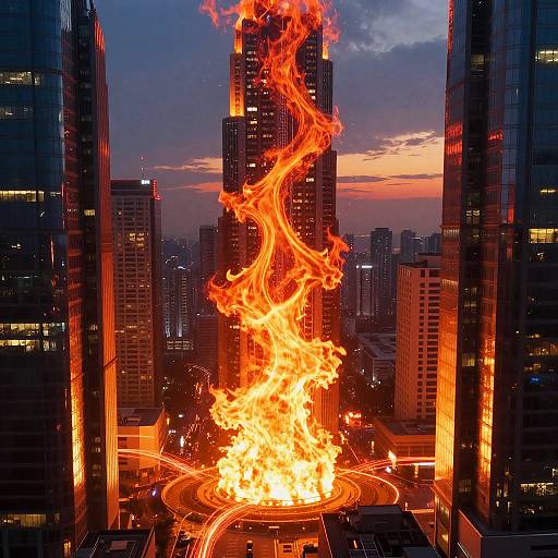 Sunfire Over Futuristic Cityscape