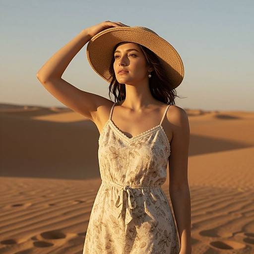 Woman in Vintage Sundress at Sunset
