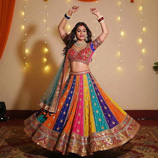 Vibrant Indian Mom Dancing Joyfully